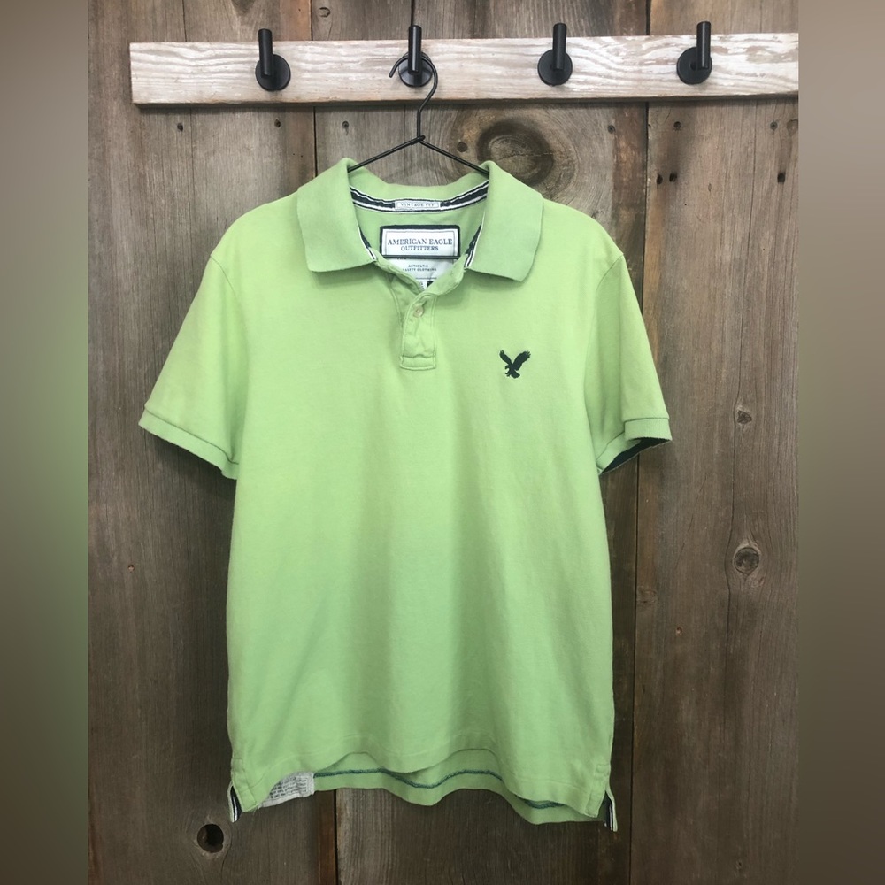 American Eagle Outfitters The Eagle Polo in Green Size Large Men’s Vintage Fit
